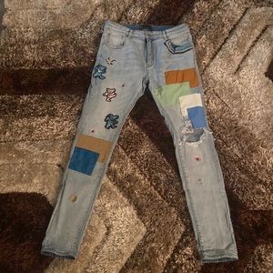 I’m selling some blue Jean patch work Amiri jeans only worn twice . “Official”